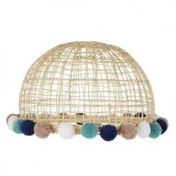 Maisons Du Monde Suspensions Enfant Abat-jour Pour Suspension En Osier Avec Pompons Multicolores