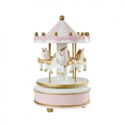 Maisons Du Monde Objets Déco Enfant Boîte à Musique Carrousel Licornes Rose, Blanche Et Dorée