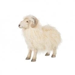 LANADECO Objets Déco Enfant Chèvre En Résine Blanche H33cm