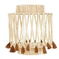 Maisons Du Monde Suspensions Enfant Grand Abat-jour Pour Suspension En Raphia Beige Et Pompons Rouge Brique D33