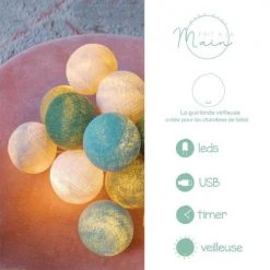 La Case De Cousin Paul Déco Lumineuses Enfant Guirlande Veilleuse 16 Boules LED -Luminaires enfant Soldes guirlande veilleuse 16 boules led 4