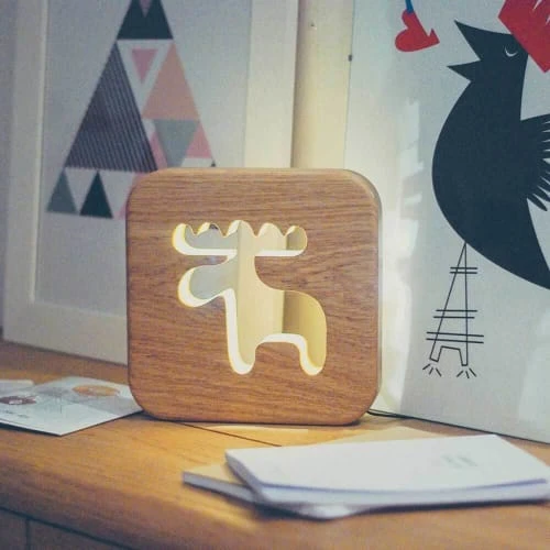 Gone's Lampes De Chevet Enfant Lampe à Poser Veilleuse En Bois Caribou 2 Gone's Lampes De Chevet Enfant Lampe à Poser Veilleuse En Bois Caribou – Image 2