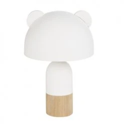 Maisons Du Monde Lampes De Chevet Enfant Lampe Abat-jour Blanc En Métal Oreilles En Bois Avec Pied Bicolore écru Et Bois H25