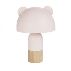 Maisons Du Monde Lampes De Chevet Enfant Lampe Abat-jour Rose En Métal Oreilles En Bois Avec Pied Bicolore écru Et Bois H25