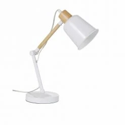 Maisons Du Monde Lampes De Chevet Enfant Lampe De Bureau En Métal Blanc Et Hévéa