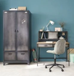 Maisons Du Monde Lampes De Chevet Enfant Lampe De Bureau En Métal Blanc Et Hévéa -Luminaires enfant Soldes lampe de bureau en metal blanc et hevea 1000 7 30 206506 7