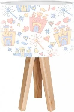 BPS Koncept Lampes De Chevet Enfant Lampe De Chevet Enfant Trépied Abat Jour Blanc Et Multicolore