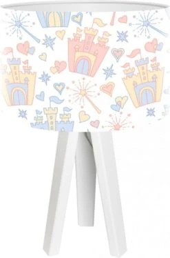 BPS Koncept Lampes De Chevet Enfant Lampe De Chevet Enfant Trépied Abat Jour Blanc Et Multicolore -Luminaires enfant Soldes lampe de chevet enfant trepied abat jour blanc et multicolore 4