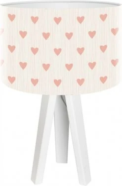 BPS Koncept Lampes De Chevet Enfant Lampe De Chevet Enfant Trépied Blanc Abat Jour Beige Et Rose