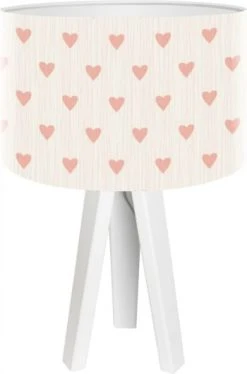 BPS Koncept Lampes De Chevet Enfant Lampe De Chevet Enfant Trépied Bois Abat Jour Beige Et Rose -Luminaires enfant Soldes lampe de chevet enfant trepied blanc abat jour beige et rose
