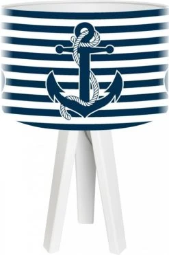 BPS Koncept Lampes De Chevet Enfant Lampe De Chevet Enfant Trépied Blanc Abat Jour Blanc Et Bleu