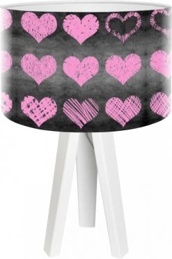 BPS Koncept Lampes De Chevet Enfant Lampe De Chevet Enfant Trépied Blanc Abat Jour Noir Et Rose
