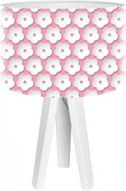 BPS Koncept Lampes De Chevet Enfant Lampe De Chevet Enfant Trépied Blanc Abat Jour Rose