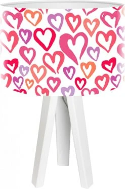 BPS Koncept Lampes De Chevet Enfant Lampe De Chevet Enfant Trépied Blanc Abat Jour Rose Et Violet