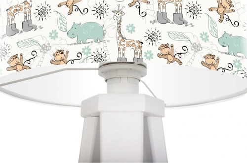 BPS Koncept Lampes De Chevet Enfant Lampe De Chevet Enfant Trépied Blanc Abat Jour Vert Et Beige 2 BPS Koncept Lampes De Chevet Enfant Lampe De Chevet Enfant Trépied Blanc Abat Jour Vert Et Beige – Image 2