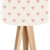 BPS Koncept Lampes De Chevet Enfant Lampe De Chevet Enfant Trépied Bois Abat Jour Beige Et Rose