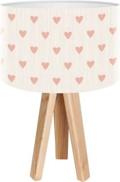 BPS Koncept Lampes De Chevet Enfant Lampe De Chevet Enfant Trépied Blanc Abat Jour Beige Et Rose -Luminaires enfant Soldes lampe de chevet enfant trepied bois abat jour beige et rose 3