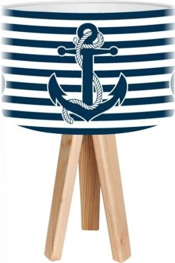 BPS Koncept Lampes De Chevet Enfant Lampe De Chevet Enfant Trépied Bois Abat Jour Blanc Et Bleu