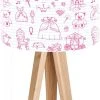 BPS Koncept Lampes De Chevet Enfant Lampe De Chevet Enfant Trépied Bois Abat Jour Blanc Et Rose