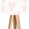 BPS Koncept Lampes De Chevet Enfant Lampe De Chevet Enfant Trépied Bois Abat Jour Blanc Et Rose
