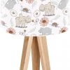 BPS Koncept Lampes De Chevet Enfant Lampe De Chevet Enfant Trépied Bois Abat Jour Gris Et Beige