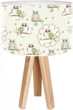 BPS Koncept Lampes De Chevet Enfant Lampe De Chevet Enfant Trépied Bois Clair Abat Jour Beige