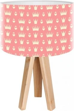 BPS Koncept Lampes De Chevet Enfant Lampe De Chevet Enfant Trépied Bois Clair Abat Jour Rose