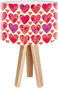 BPS Koncept Lampes De Chevet Enfant Lampe De Chevet Enfant Trépied Bois Clair Abat Jour Rouge