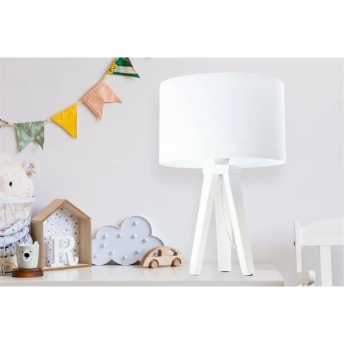 BPS Koncept Lampes De Chevet Enfant Lampe De Table Tissu Blanc 30x30x46cm 2 BPS Koncept Lampes De Chevet Enfant Lampe De Table Tissu Blanc 30x30x46cm – Image 2