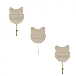 Decoratie Portemanteaux Et Patères Enfant Lot De 3 Patères Bois Chat Naturel