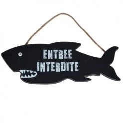 Wadiga Objets Déco Enfant Panneau Suspendu Requin Entrée Interdite - 30x11cm