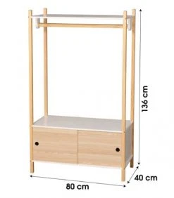 Wadiga Portemanteaux Et Patères Enfant Portant Vêtements En Bois + Placard Chambre Enfant -Luminaires enfant Soldes portant vetements en bois placard chambre enfant 2
