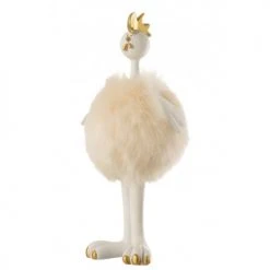 LANADECO Objets Déco Enfant Poule Boule Peluche Résine Blanche H37cm