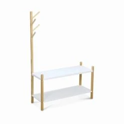 Alice's Garden Portemanteaux Et Patères Enfant Rangement à Chaussures Porte-manteau Pour Enfant En Pin Naturel Blanc