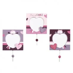 Sauthon Portemanteaux Et Patères Enfant Set 3 Patères En Bois En Bois Rose