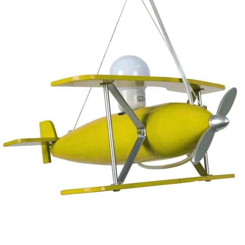 Tosel Suspensions Enfant Suspension Avion Bois Jaune 2 Tosel Suspensions Enfant Suspension Avion Bois Jaune – Image 2