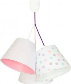 BPS Koncept Suspensions Enfant Suspension Enfant Abat-jour Blanc Et Rose 50x50x30