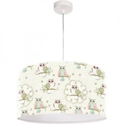 BPS Koncept Suspensions Enfant Suspension Enfant Abat-jour Tissu Beige Et Blanc ø 50 -Luminaires enfant Soldes suspension enfant abat jour tissu beige et blanc oe 50 2