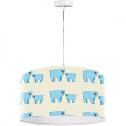 BPS Koncept Suspensions Enfant Suspension Enfant Abat-jour Tissu Bleu Et Blanc Et Beige ø 30 -Luminaires enfant Soldes suspension enfant abat jour tissu bleu et blanc et beige oe 30 2