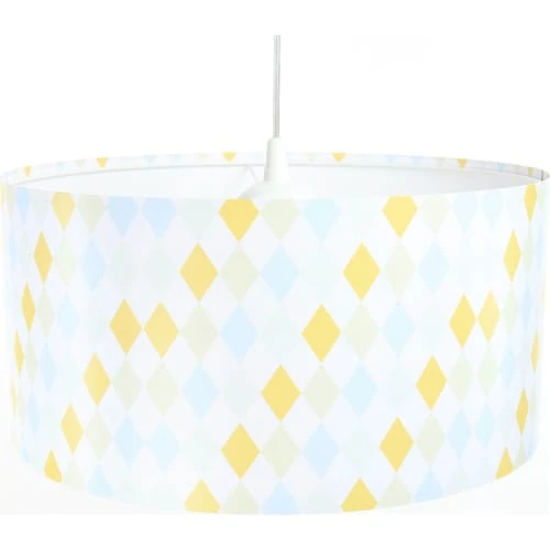 BPS Koncept Suspensions Enfant Suspension Enfant Abat-jour Tissu Bleu Et Blanc Et Jaune ø 40 4 BPS Koncept Suspensions Enfant Suspension Enfant Abat-jour Tissu Bleu Et Blanc Et Jaune ø 40 – Image 4