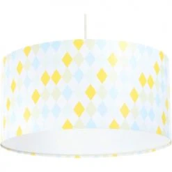 BPS Koncept Suspensions Enfant Suspension Enfant Abat-jour Tissu Bleu Et Blanc Et Jaune ø 50