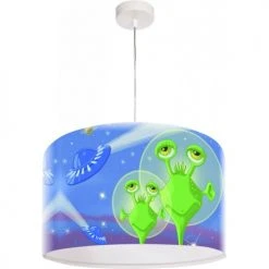 BPS Koncept Suspensions Enfant Suspension Enfant Abat-jour Tissu Bleu Et Blanc Et Vert ø 40