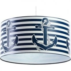 BPS Koncept Suspensions Enfant Suspension Enfant Abat-jour Tissu Bleu Et Blanc ø 30