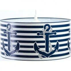 BPS Koncept Suspensions Enfant Suspension Enfant Abat-jour Tissu Bleu Et Blanc ø 40 -Luminaires enfant Soldes suspension enfant abat jour tissu bleu et blanc oe 40 4