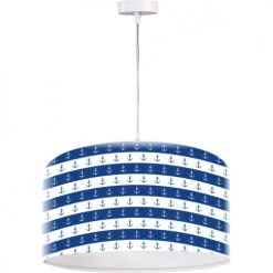 BPS Koncept Suspensions Enfant Suspension Enfant Abat-jour Tissu Bleu Et Blanc ø 50 -Luminaires enfant Soldes suspension enfant abat jour tissu bleu et blanc oe 50 2