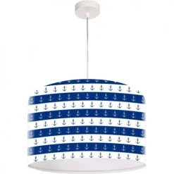 BPS Koncept Suspensions Enfant Suspension Enfant Abat-jour Tissu Bleu Et Blanc ø 50