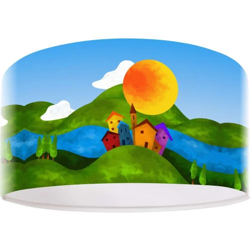 BPS Koncept Suspensions Enfant Suspension Enfant Abat-jour Tissu Multicolore Et Blanc Et Vert ø 30 1 BPS Koncept Suspensions Enfant Suspension Enfant Abat-jour Tissu Multicolore Et Blanc Et Vert ø 30