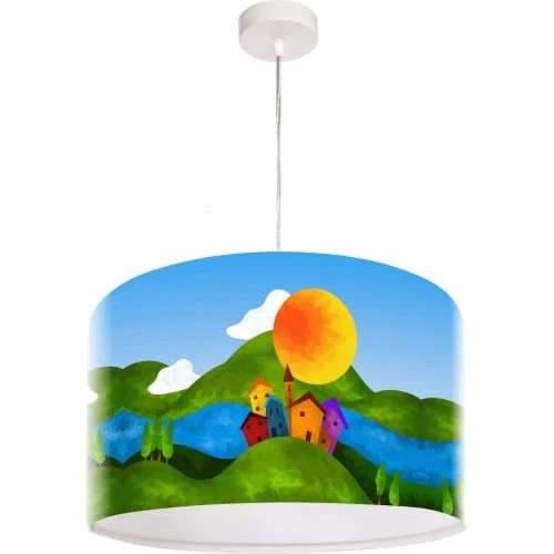 BPS Koncept Suspensions Enfant Suspension Enfant Abat-jour Tissu Multicolore Et Blanc Et Vert ø 50 1 BPS Koncept Suspensions Enfant Suspension Enfant Abat-jour Tissu Multicolore Et Blanc Et Vert ø 50