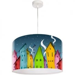 BPS Koncept Suspensions Enfant Suspension Enfant Abat-jour Tissu Multicolore Et Blanc ø 30