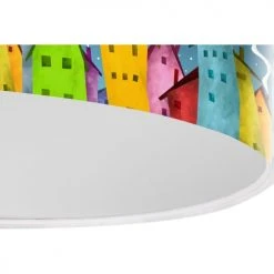 BPS Koncept Suspensions Enfant Suspension Enfant Abat-jour Tissu Multicolore Et Blanc ø 30 -Luminaires enfant Soldes suspension enfant abat jour tissu multicolore et blanc oe 30 50